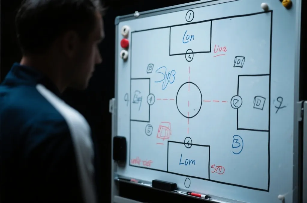 足球战术板与紧张的比赛瞬间